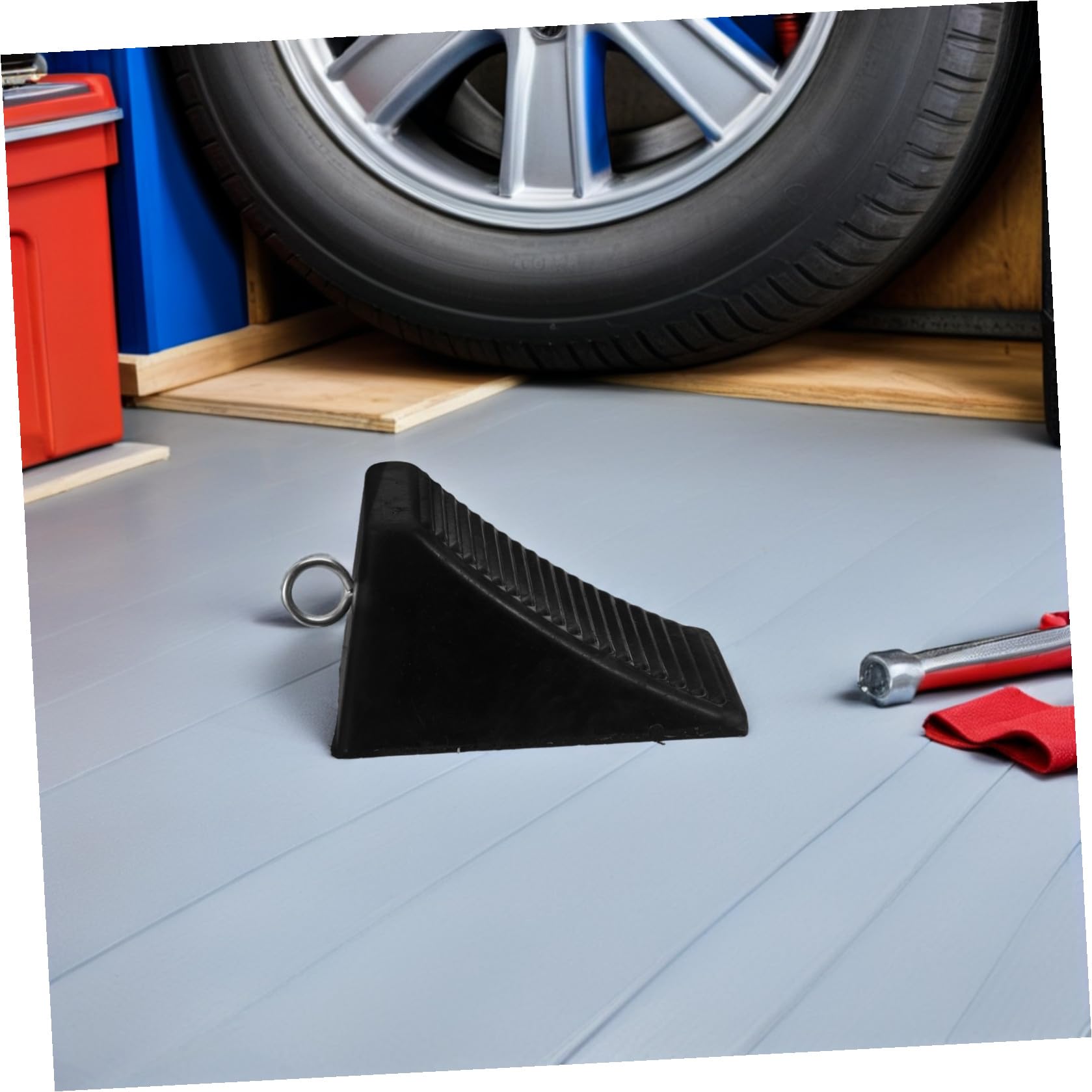 2stücke Radkeile aus Gummi für Garage Parkstopper für Autoreifen mit Antirutschmatte Gummireifenkeile als Parkbordstein für Boden Effektiver Reifenstopper für Pkw