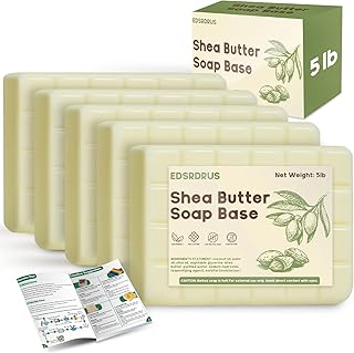 5lb Glycerin Soap Base - Scented Melt and Pour Soap Base for DIY Crafting, Easy to Cut, Vegan and Cruelty-Free, Moisturizing and Gentle on Skin, Perfect for Soap Making Supplies (Shea Butter, 5 Pound)