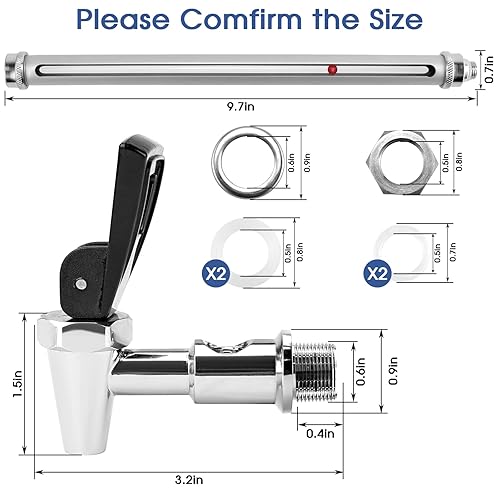 Miniatura 3 de Espiga de agua con mirilla de cristal de visión clara nivel de agua con bola flotante roja apta para el sistema de filtro de agua ber-key, espita de