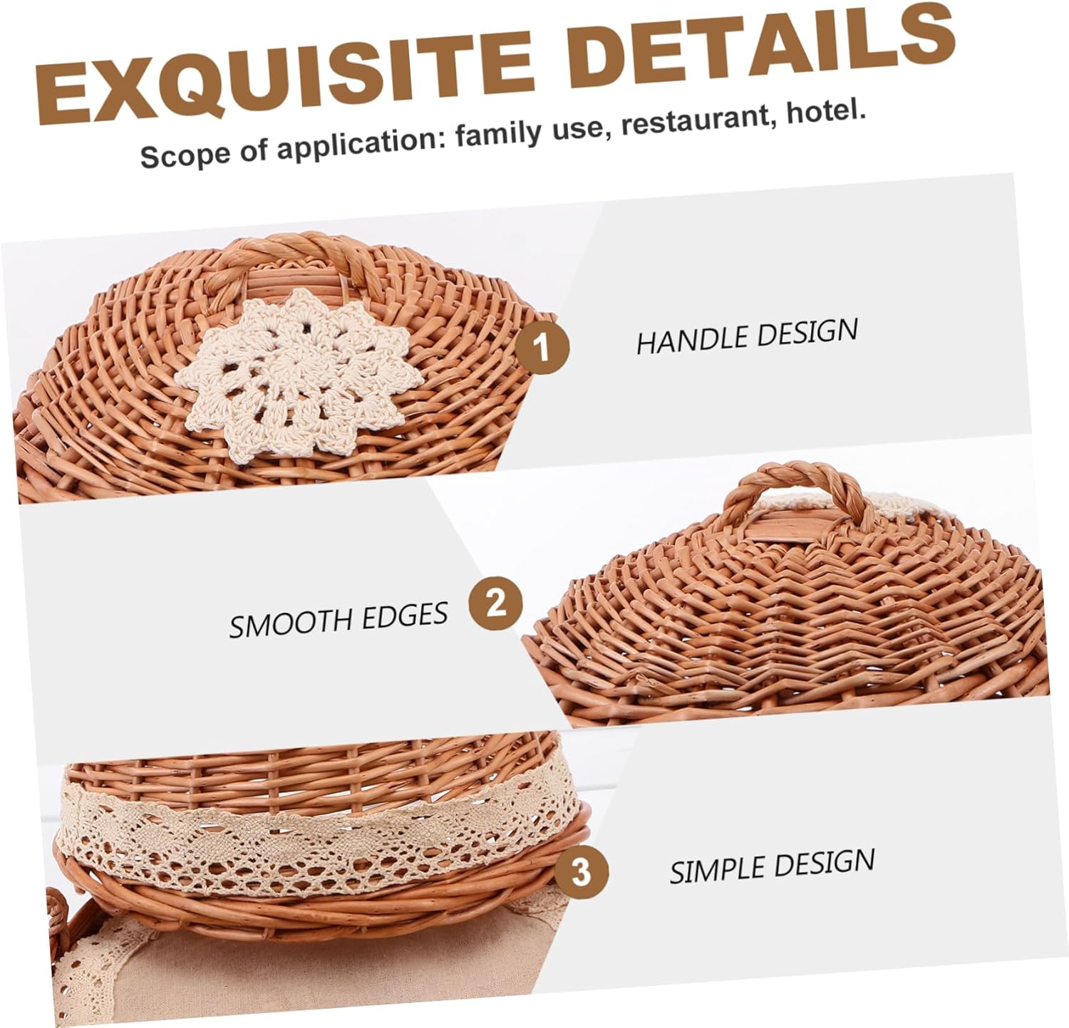 1Set Round Willow Woven Food Kitchen Accessory for Bbqs Picnics and Parties Protects Food Freshness Material Stylish Design