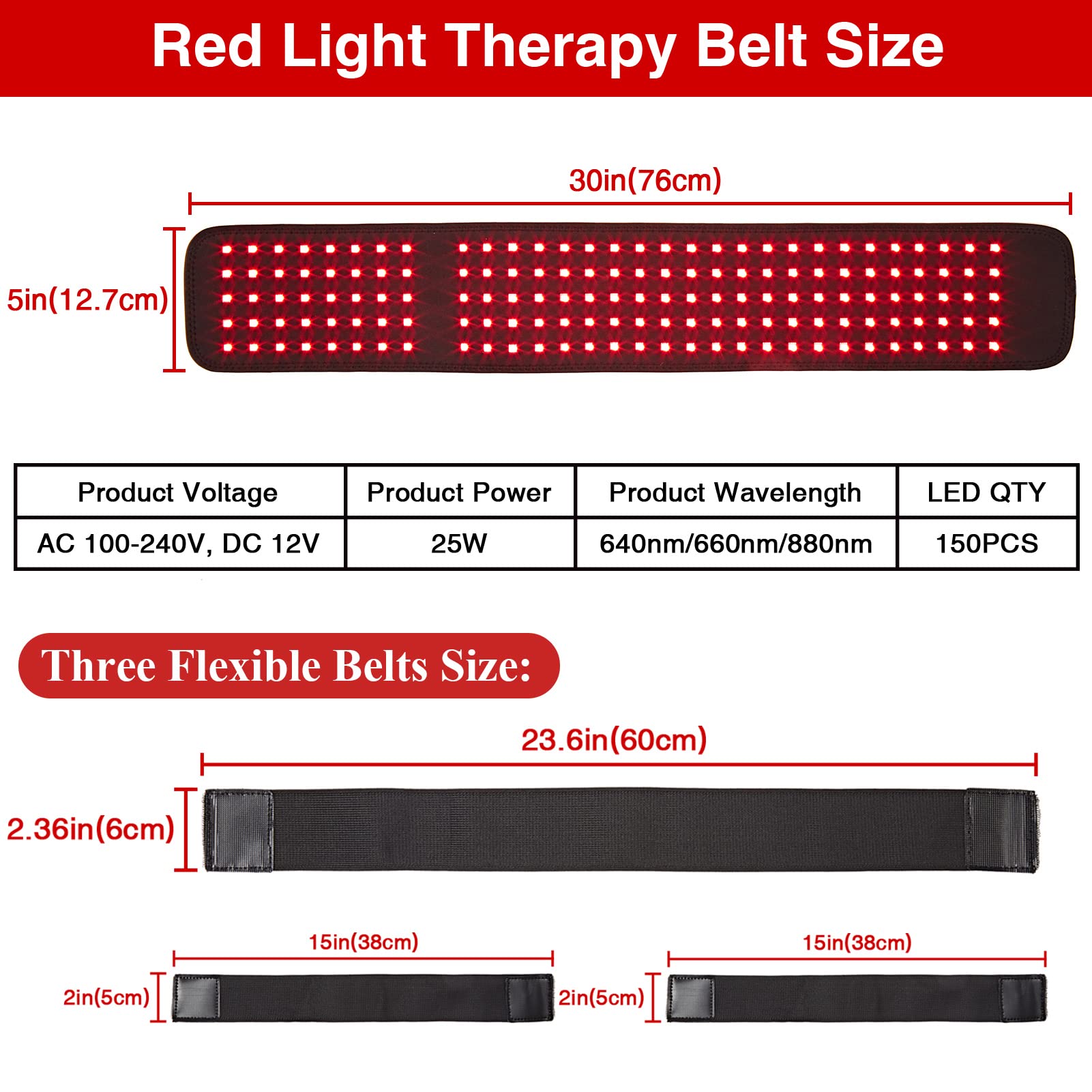 JOBYNA Ceinture de Thérapie par la Lumière Rouge et Infrarouge pour les Pieds, 640nm 660nm 880nm Luminothérapie, LED Red Infrared Light Therapy Lampe Infrarouge pour Corporelle Douleur