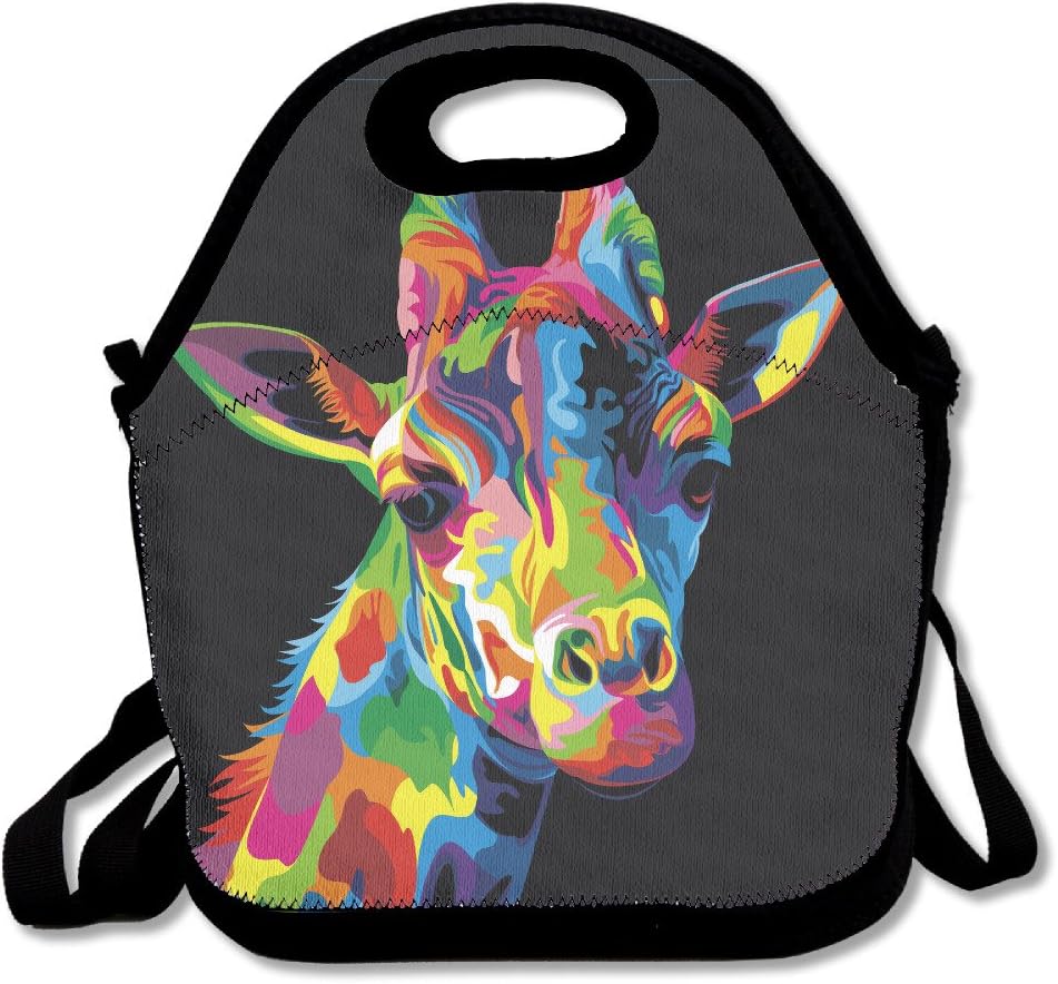 YWG Giraffe Colorful Bright Head Ziplock Lunch Tote Bag Portable Handbag Lunch Box Waterproof Insulated Food Container For Boys&Girls School Picnic Office Travel Outdoor