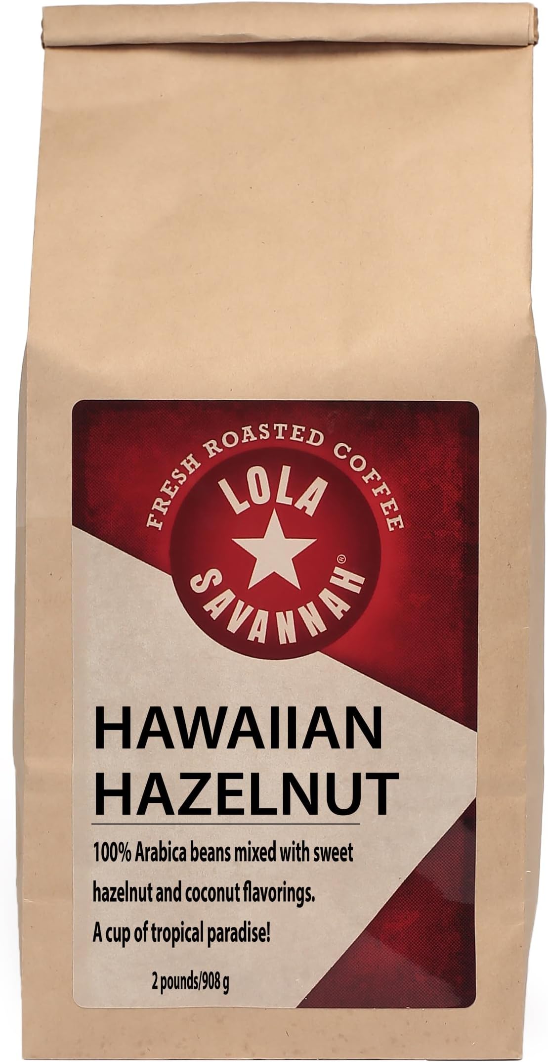 Hawaiian Hazelnut Whole Bean Caffeinated Coffee, 2lb