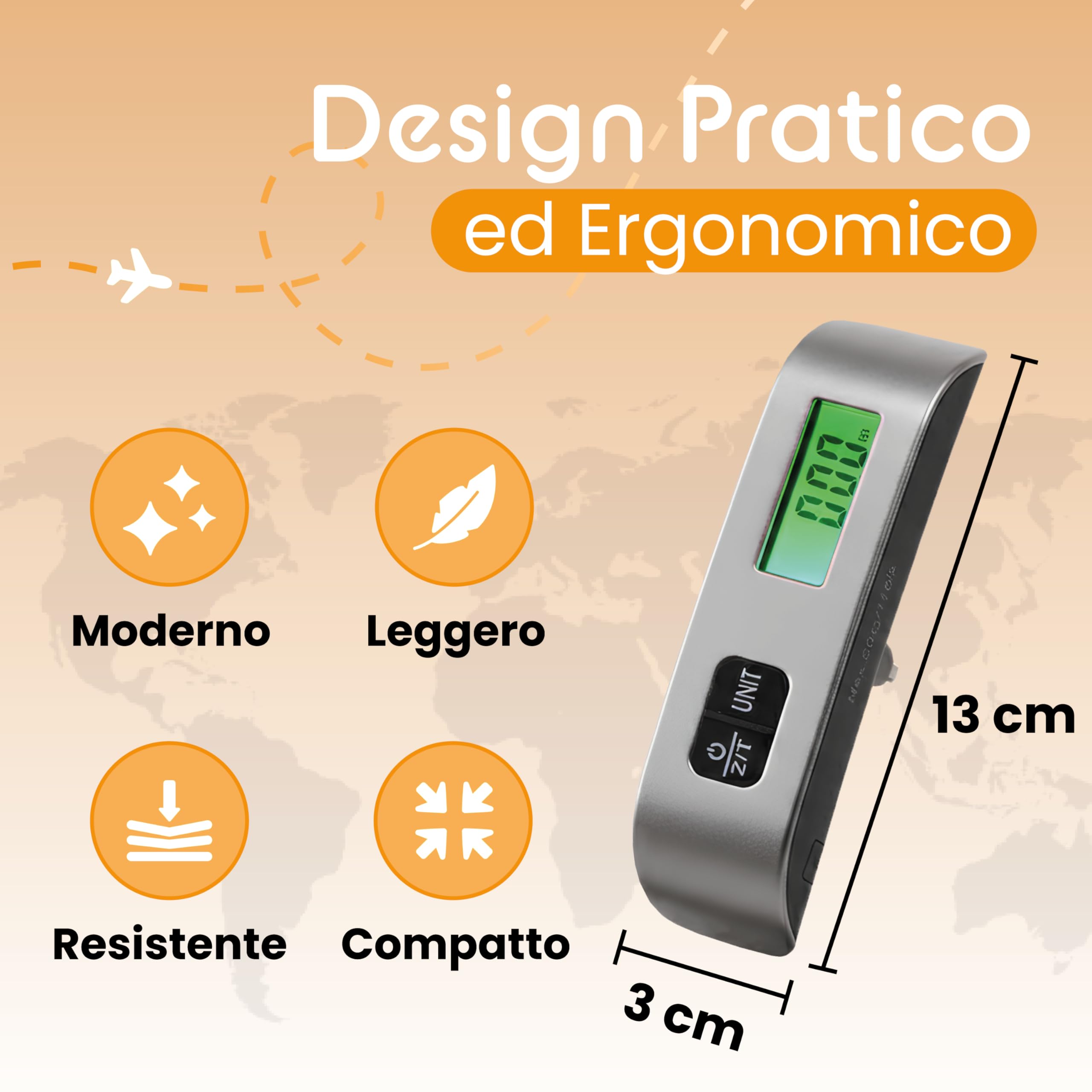 Generico Pesa Valigia Digitale 50kg – Bilancia Pesa Bagagli da Viaggio con Gancio in Acciaio e Display Re… — immagine 6 di 15