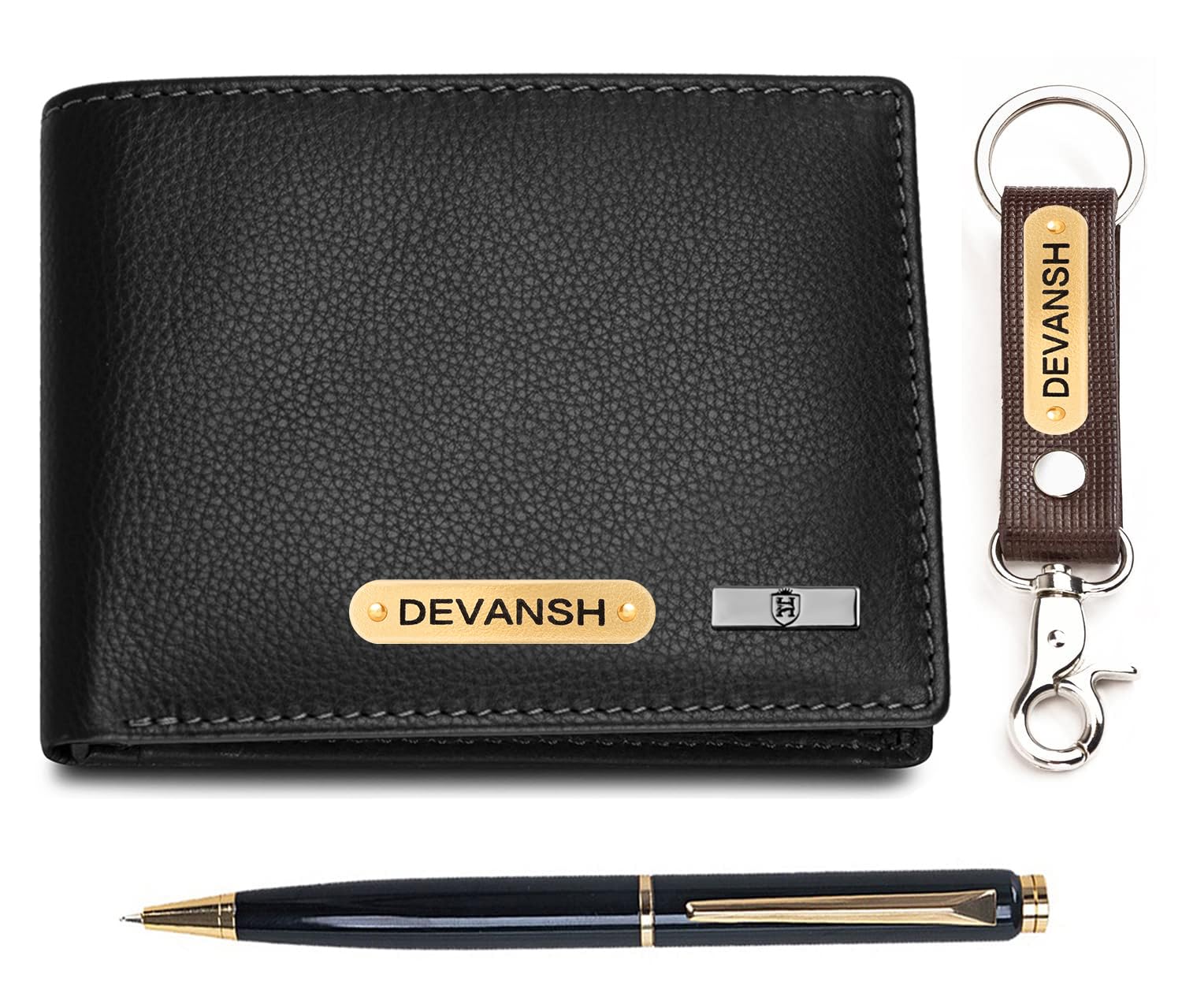 hornbull Men's Personalized Combo Gift Set I Customized Stylish Leather Purse & Keyring with Name | Unique Birthday Anniversary Gift for Men Boy Love Husband, Black-picture-35
