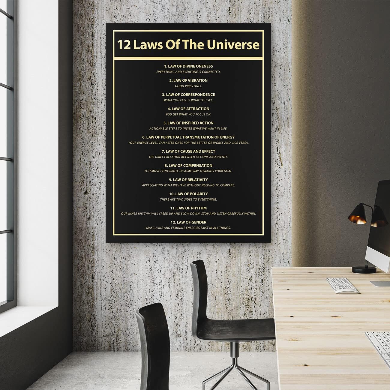 NATVVA 12 Laws Of The Universe Wall Art Manifestation Spiritual Canvas Print Poster Magic Energy Message Wall Decor Canvas Art Prints Painting Office Decoration No Frame