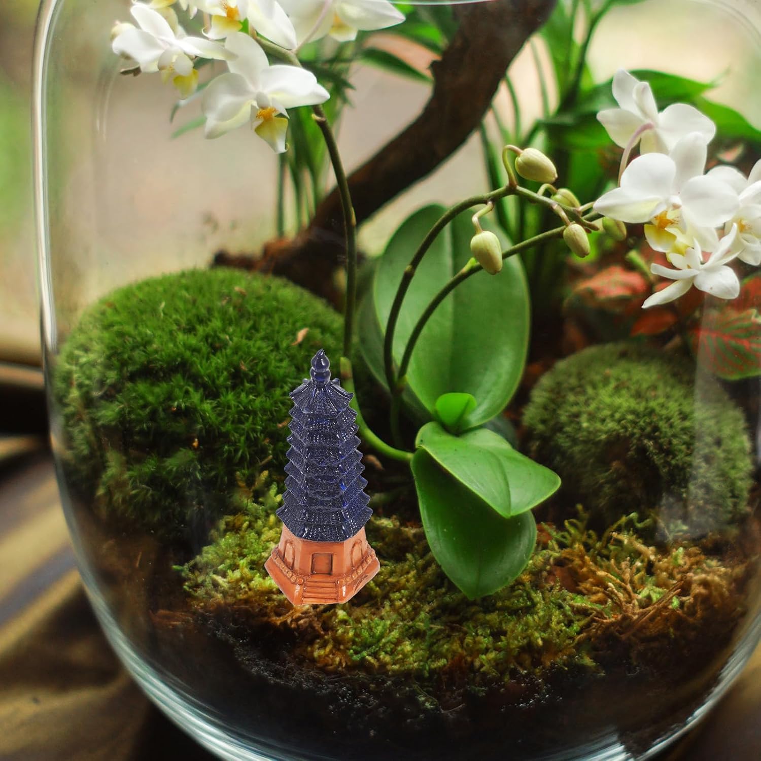 Retro Resin Tower Model Mini Figurine for Photography Props and DIY