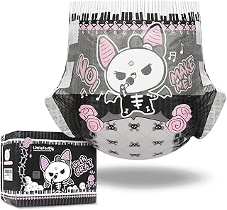 LittleForBig大人用紙おむつ 高吸収7000 mL 不織布パンツタイプ【いたずらなベラちゃんの音楽家】ゴシック風 厚型 オムツパンツ 調節可能な面ファスナー 黒 10枚入 M