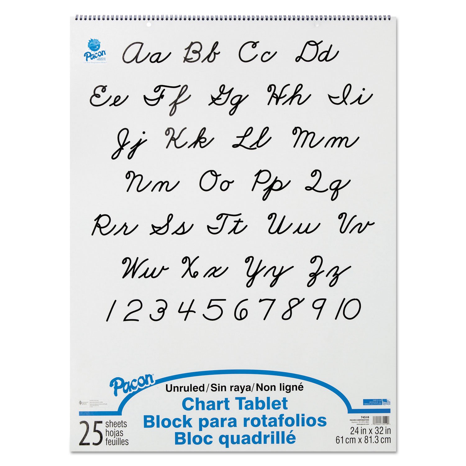 Pacon Chart Tablets, Unruled, 24 x 32, White, 25 Sheets/Pad