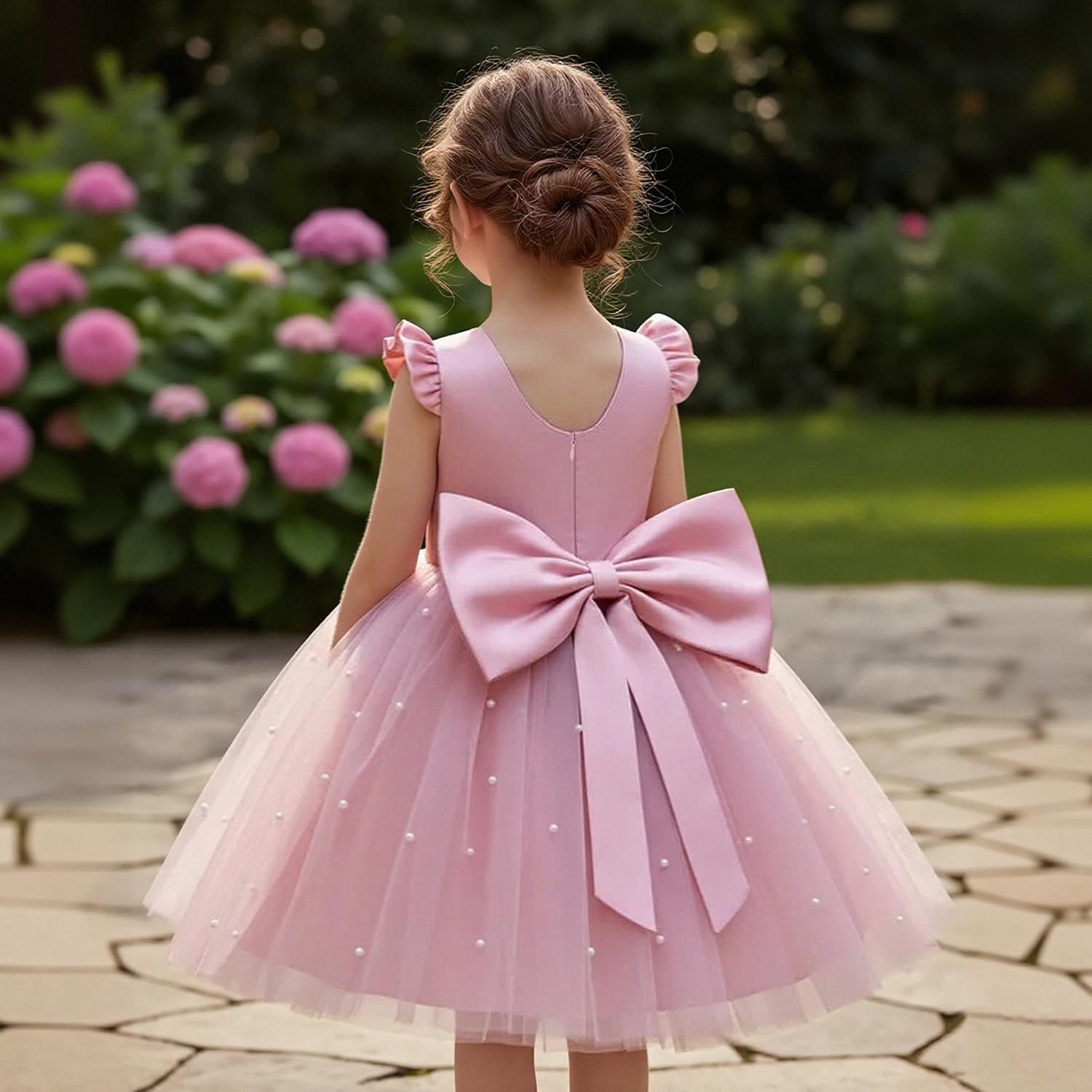 TTYAOVO Flower Girl Dress Bowknot Pageant Wedding Party Gown