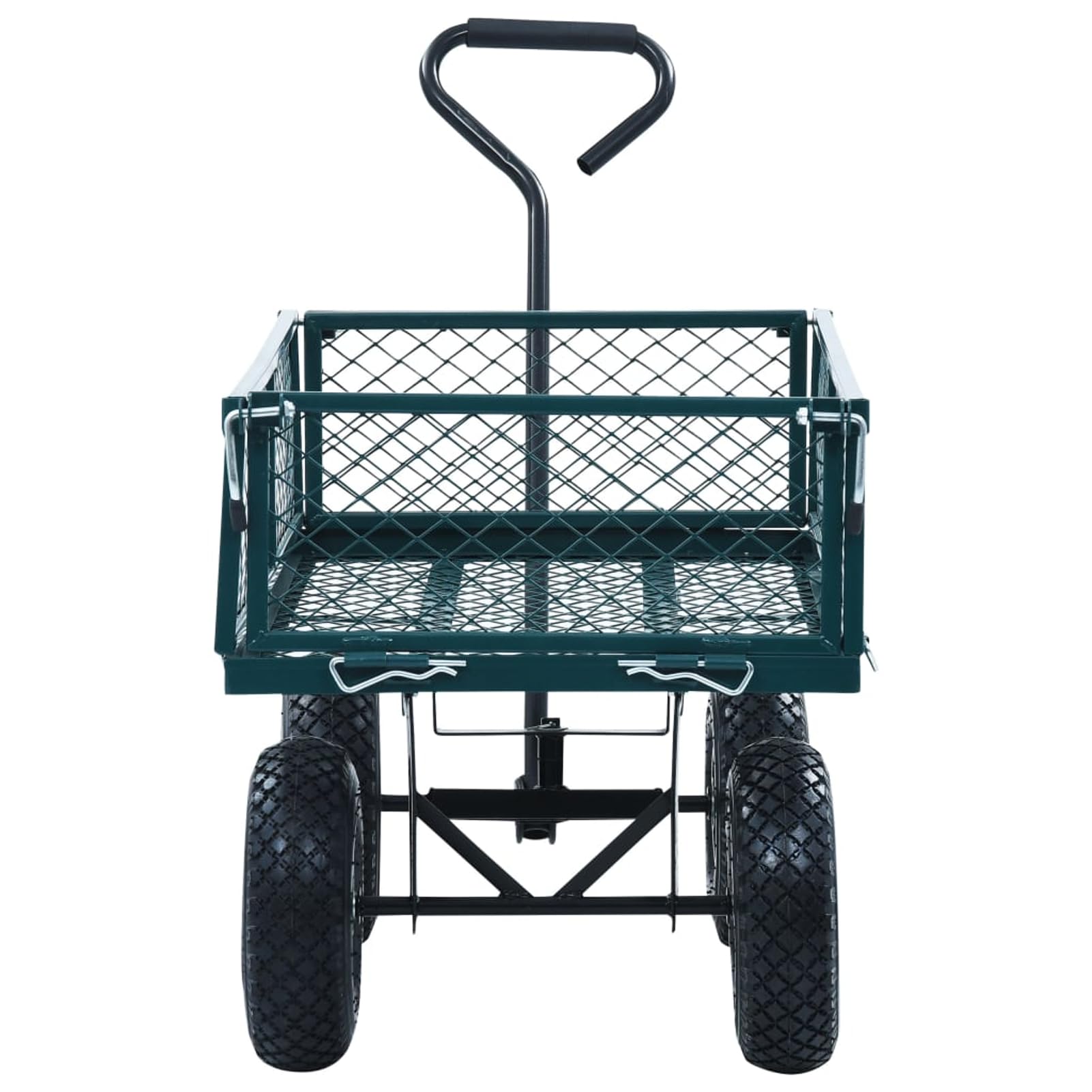 Gecheer Gartenwagen, Handwagen Grün 250 kg Stahl mit PU-Gummirädern und verstellbaren Seitenwänden, 86 x 46,5 x 97 cm für Gartenarbeit und Transport