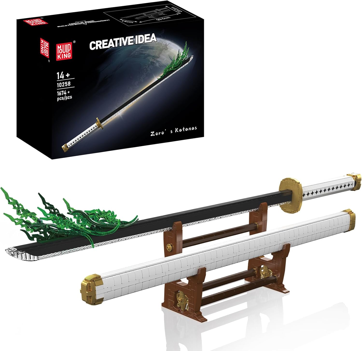 Mould King 10258 Wado Ichimonji Katana Sword, 1674 Piece Collector Anime Display Model with Stand, Japanese Katana Building Kit for Fans