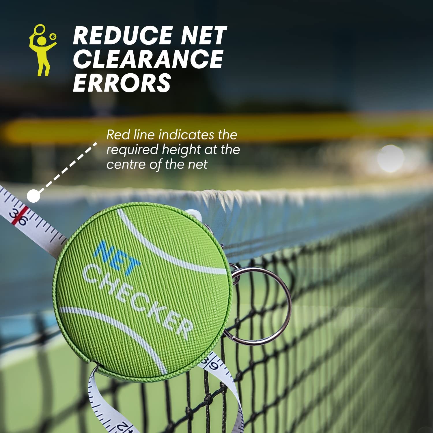 Tennis Net Height Mini Measuring Tape and Keyring, Portable 59 Inch Flexible Measuring Tape for Measuring Tennis Net Height
