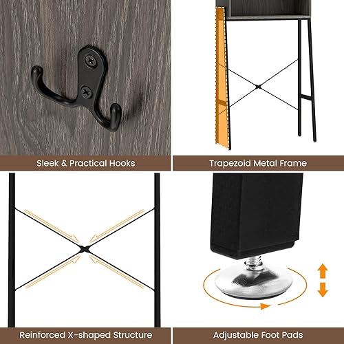 Miniatura 5 de Tangkula Gabinete de almacenamiento sobre el inodoro, organizador de ahorro de espacio para el baño, con puertas dobles y marco de metal,