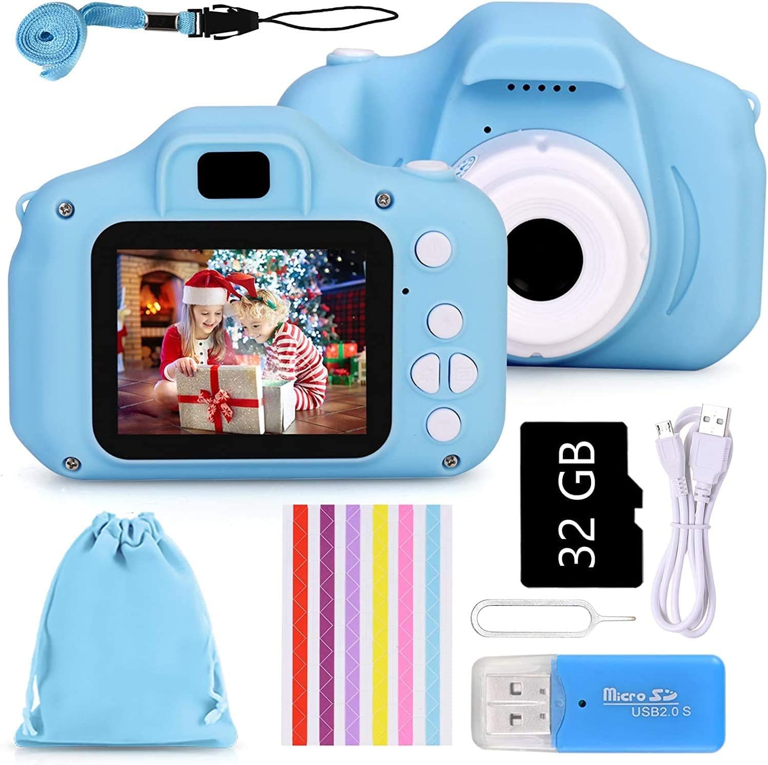 Kids Camera,1080P Kids Digital Camera for 3-12 Years Old Girls, 32GB Card, Birthday Christmas Toy Gifts for 3 4 5 6 7 8 Year Old Girls Boys Kids