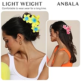 4PCS Plumeria Hair Clips for Thick Hair - Large Hawaiian Claw Clips with Strong Hold and Non-Slip Grip (Colorful)
