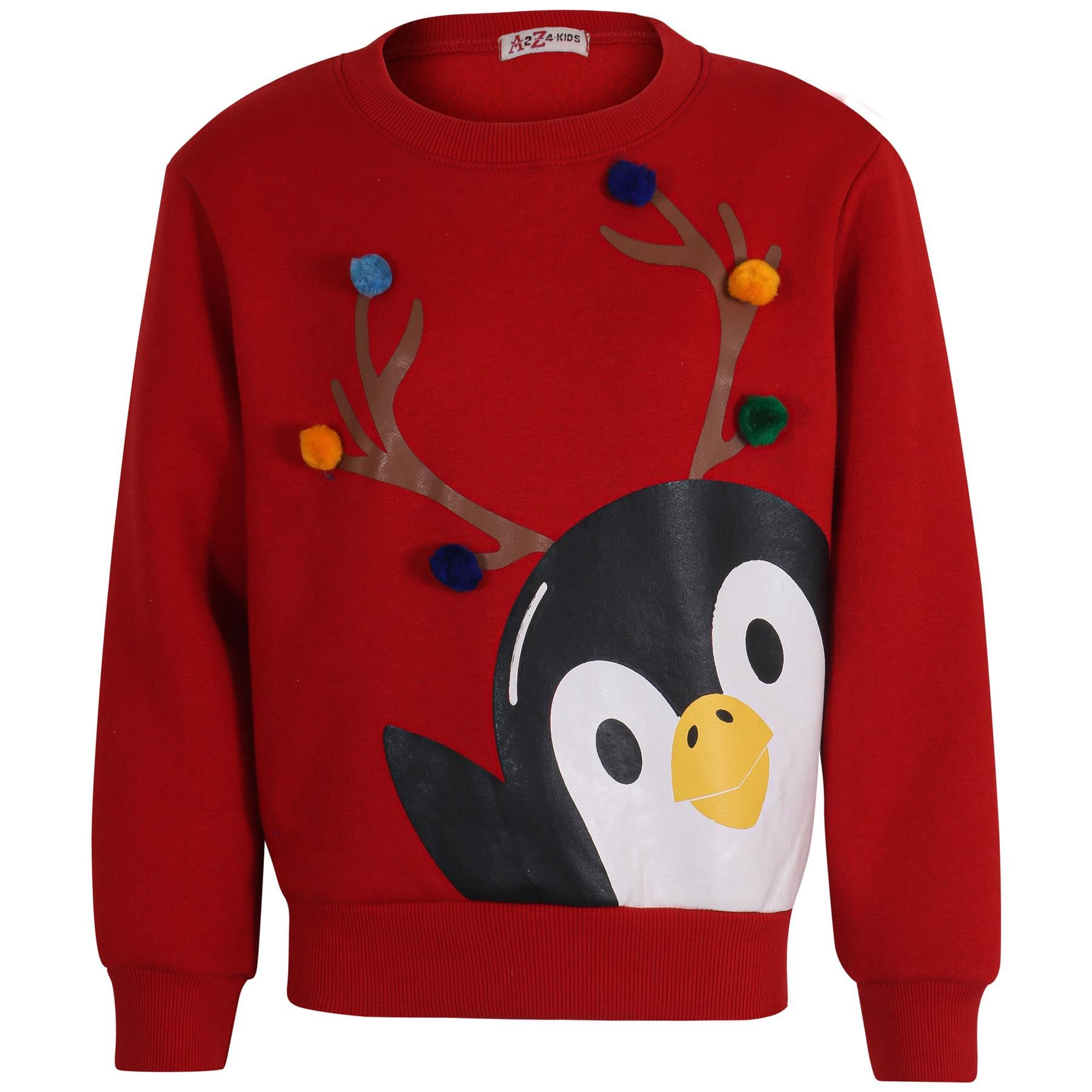 A2z 4 Kids Girls Red Boys Christmas Cute Penguin Face Comfortable - Jumper Penguin 9-10