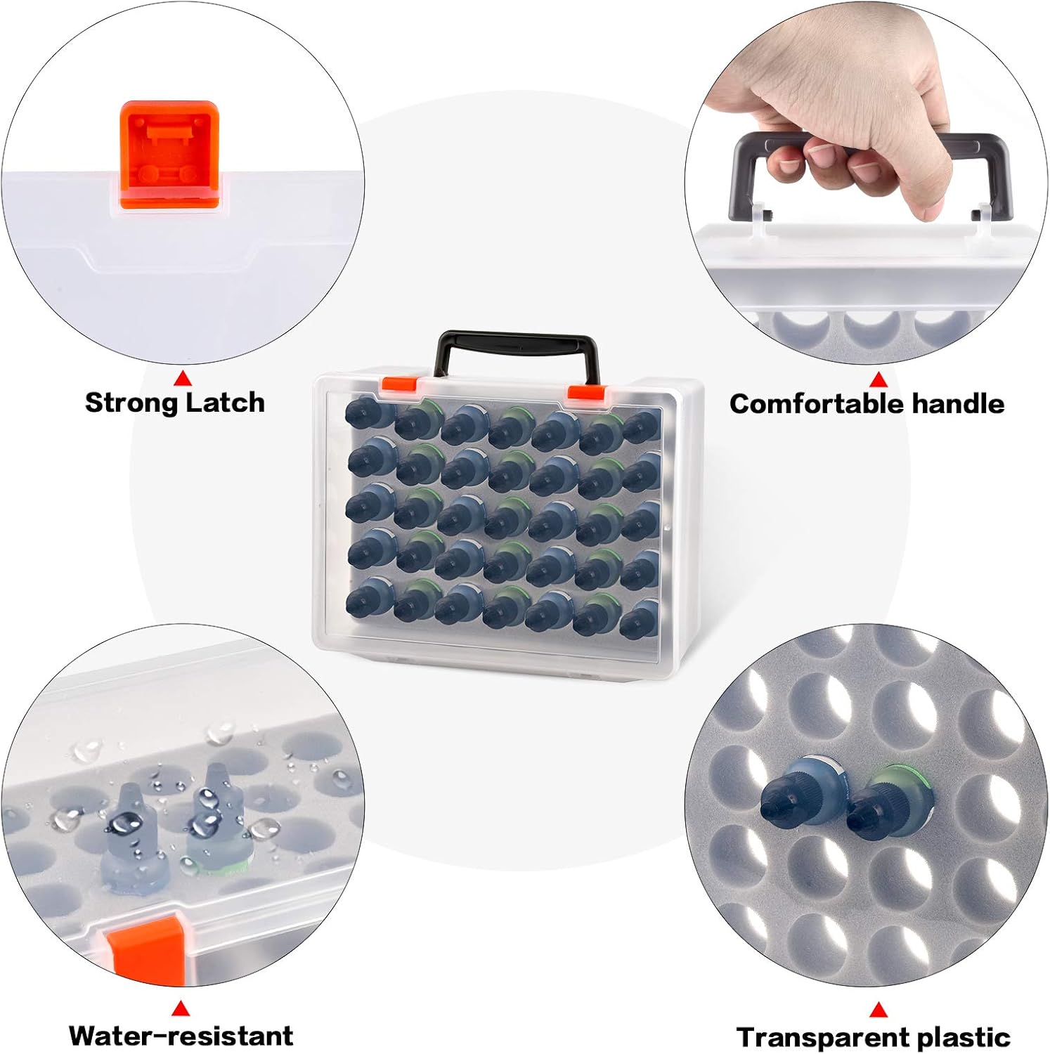 FULLCASE Alcohol Ink Storage Case for Alcohol and Paint, Portable Carrying Bag Holds 35 Bottles of 0.35oz to 0.5oz, Travel Container for Tattoo Ink Model Paint (Box Only)