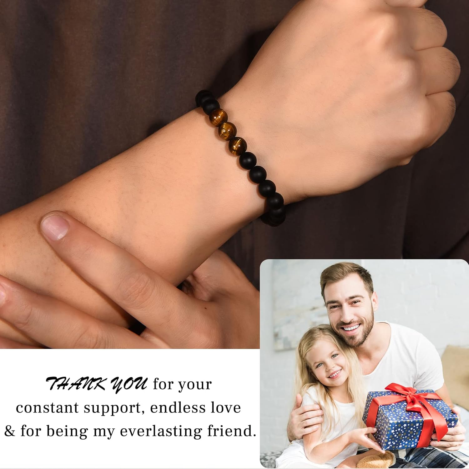 Mens Bracelet Gifts for Dad Husband Stepdad Bonus/First Time/New Dad to Be -Father's Day Christmas Valentines Day Anniversary Birthday Gifts for Him Man - Image 2
