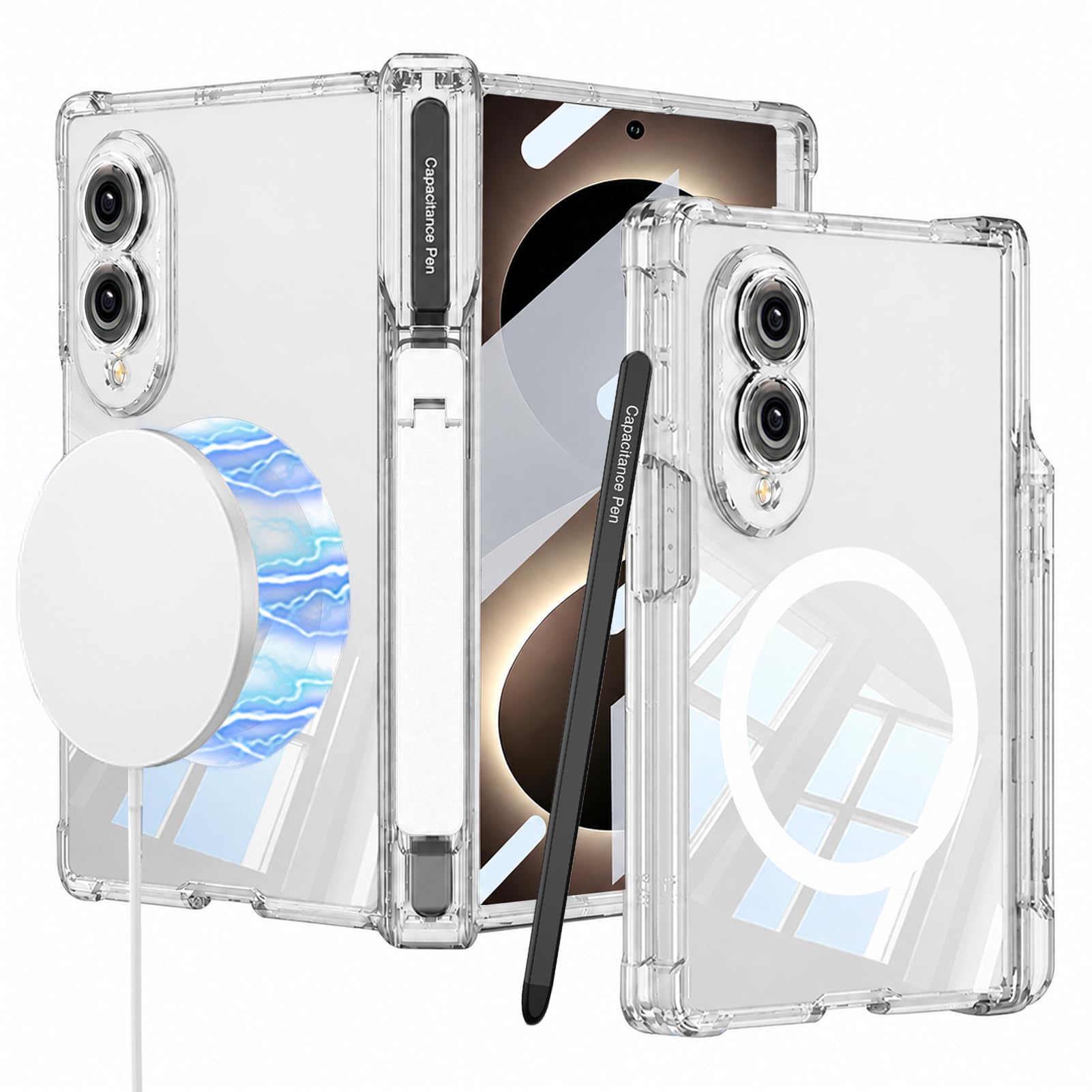 Photo 1 of FODDOM Samsung Galaxy Z Fold 8 Clear Case with S Pen Holder