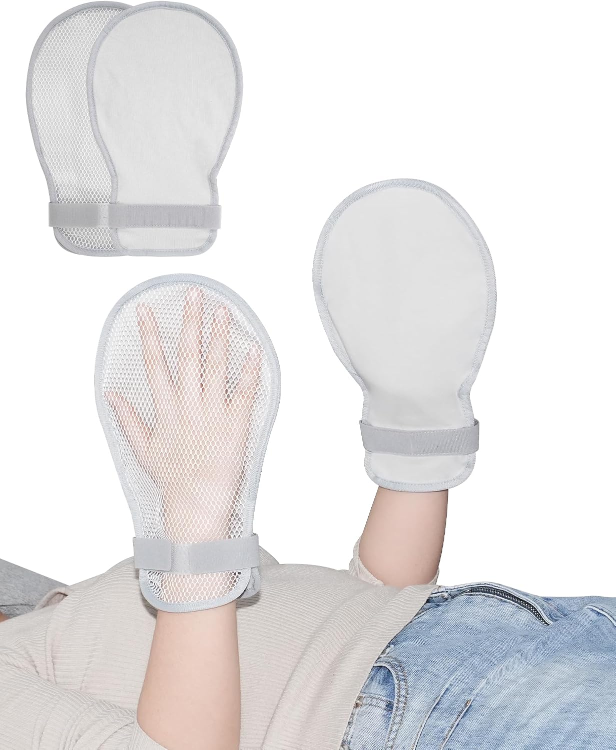 Breathable Mesh Protective Gloves for Adults, Adjustable Hook-and-Loop Wrist Closure, Lightweight and Comfortable, Gray, 2Pcs