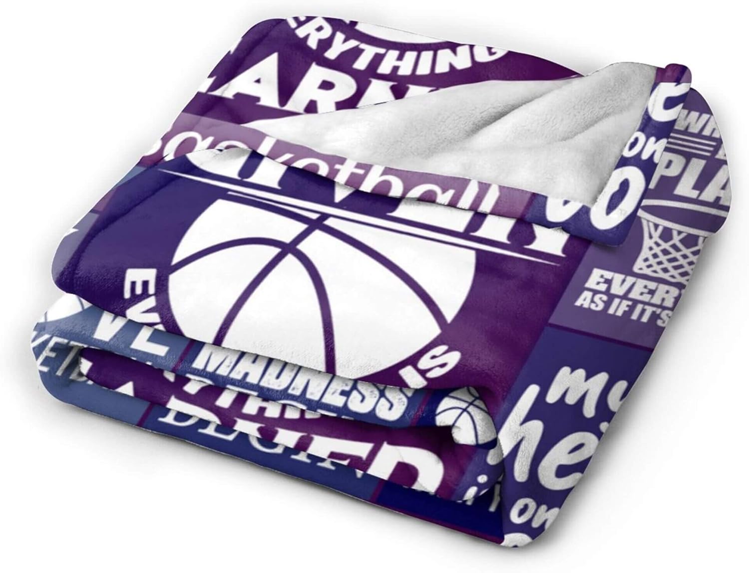 Basketball Blanket for Boys Girls, Cool Basketball Themed Design Printed Purple Throw Blankets for Kids Lap, Chair Sofa, Soft Fleece Cozy Blanket, 40"x 50" - Image 4