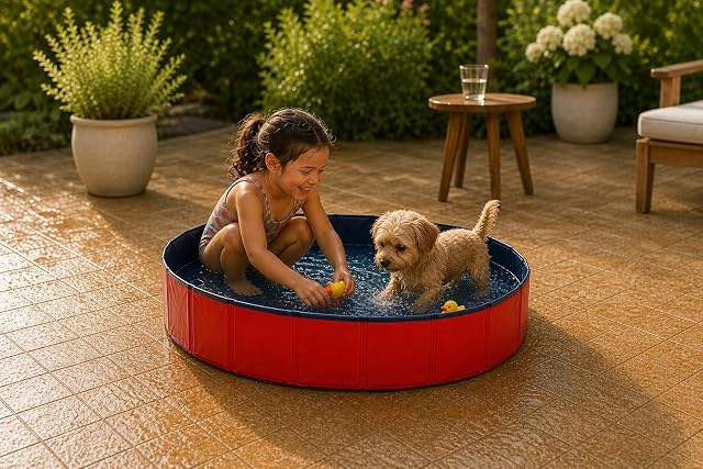 Foto 5 de 8 de lionto Piscina plegable para perros bañera para perros piscina mascotas, Piscina para niños (S) 80 cm