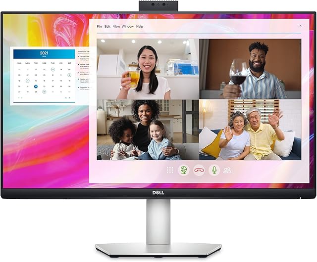 Dell S2722DZ 27 Inch QHD (2560x1440) Video Conferencing Monitor, 75Hz, IPS, 4ms, AMD FreeSync, 99% sRGB, Built-in Speakers, 5MP Camera, Mic, USB-C, DisplayPort, HDMI, 2x USB, 3 Year Warranty