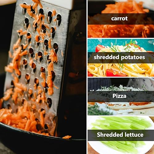 Miniatura 6 de Rallador de verduras de acero inoxidable, portátil, de metal, de 4 lados, con asa, para cocina, restaurante (8 pulgadas)
