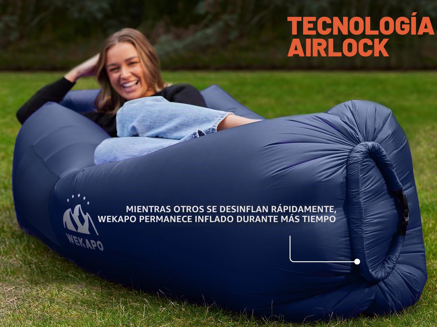 WEKAPO Tumbona Inflable para Acampada y Playa, sofá Inflable portátil para Senderismo, césped, películas y Festivales de música en Interiores y Exteriores. Hamaca de Aire Ligera y fácil de Instalar