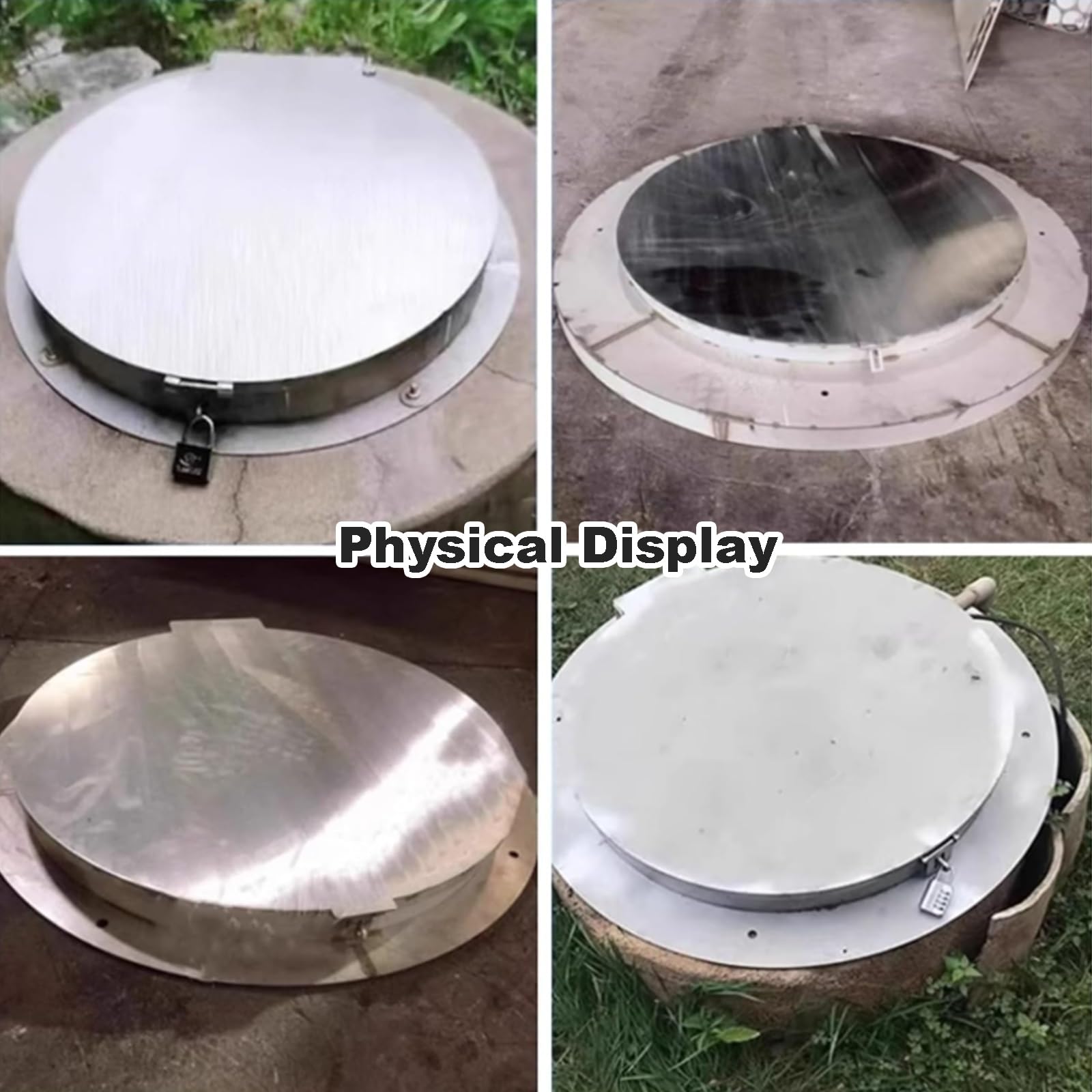Cubierta redonda de alcantarilla y marco con cerradura para cámara de tratamiento de aguas residuales, accesorio múltiple para patio (70 cm)