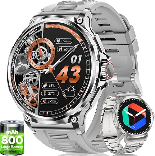 LIGE Relojes inteligentes para hombres (respuestahacer llamadas), reloj inteligente de deportes al aire libre con pantalla HD de 1.85 pulgadas,