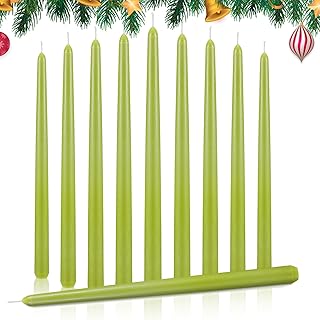 MTLEE 12 Pcs Bayberry Taper Candle 12 Inch Dripless Scented Dinner Candles Tapered Candle Stick Candle for Home Decor, Christmas, Wedding Centerpieces, Parties, Emergency, Candlesticks, Green
