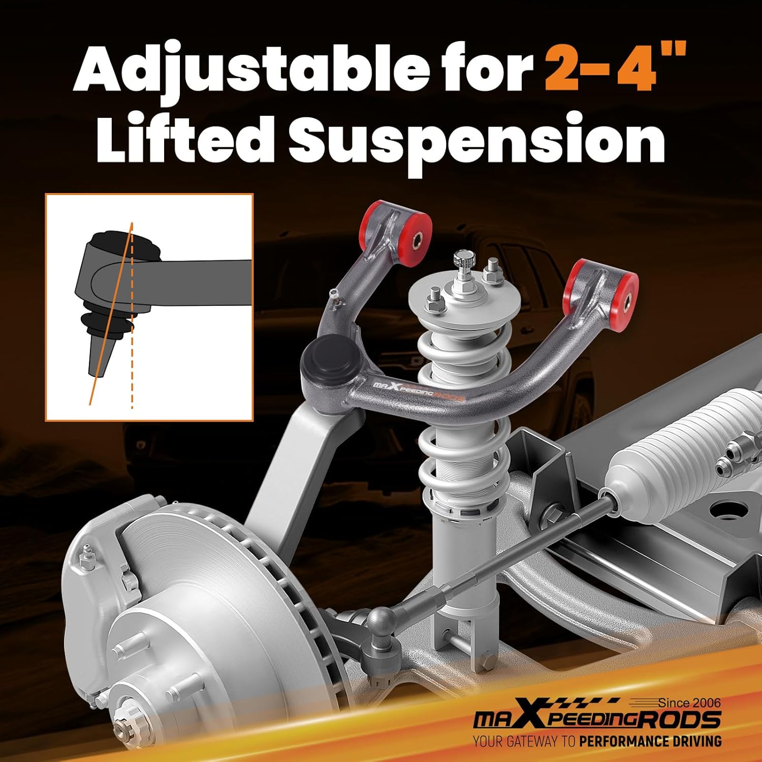 maXpeedingrods 2-4” Lifted Upper Control Arm for Toyota Tacoma 2004-2024, for Toyota Prerunner/Fortuner/Hilux 7th/8th 2004-2024, Front A Arm