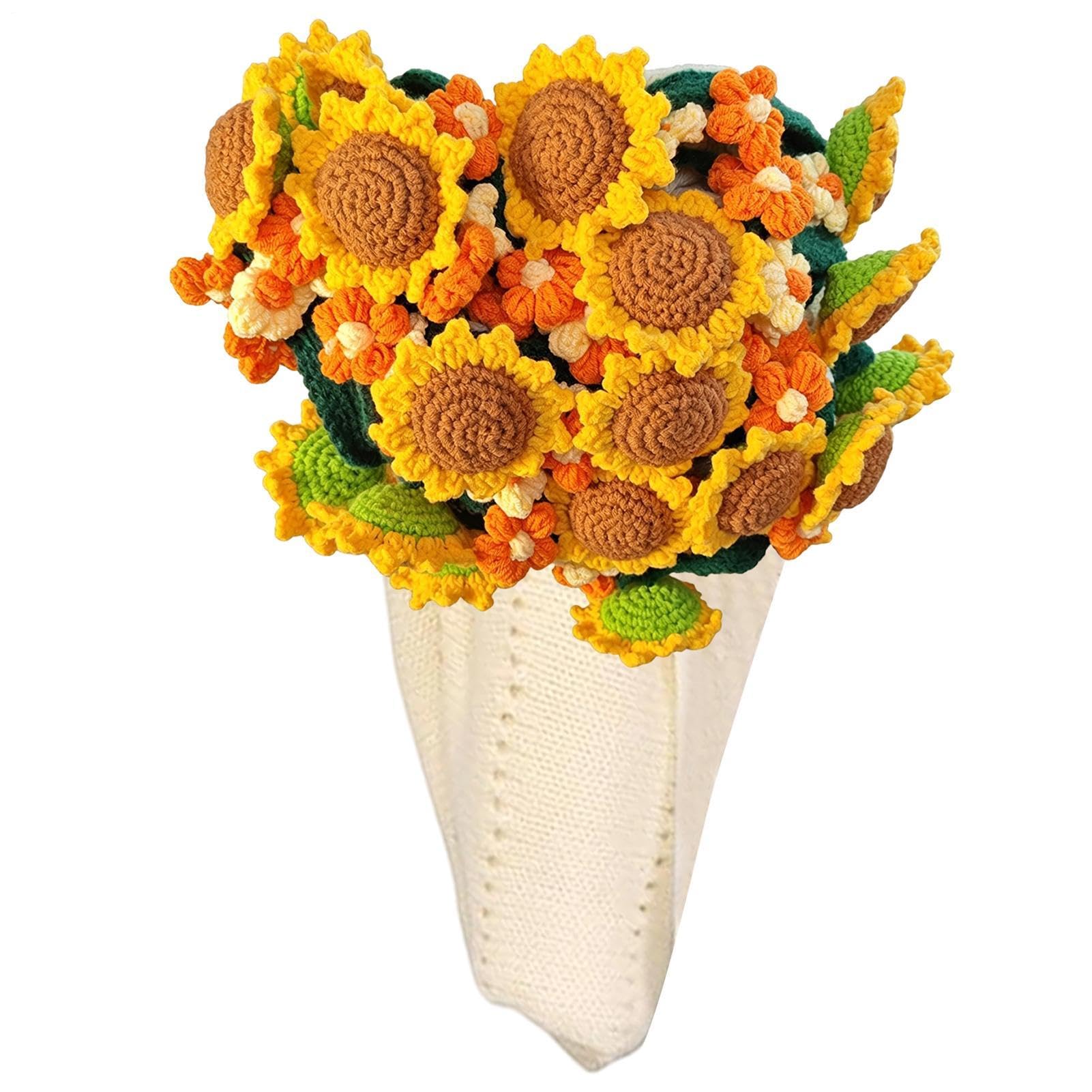 Couverture tricotée tournesol 80cm en fil doux fait main pour un canapé cosy