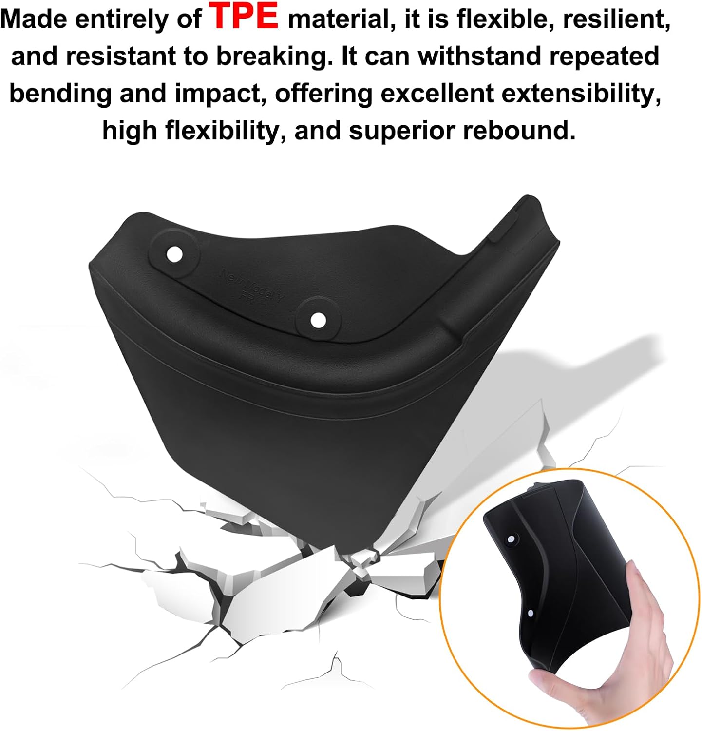 Mud Flaps for Tesla Model Y Juniper 2025 2026 No-Drill Mud Guards Splash Guards Flexible TPE PP Mudflaps Wheel & Tire Protection, Easy Installation Front & Rear Set 4Pcs - Image 5