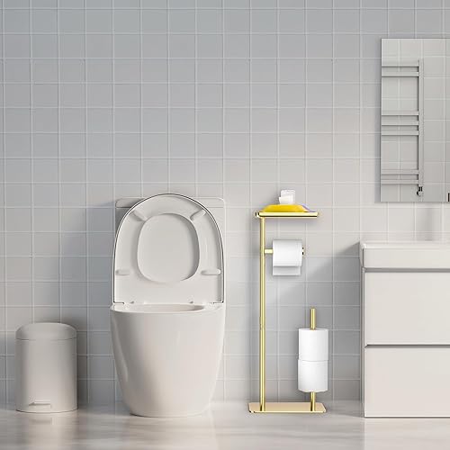 Miniatura 9 de Day Moon - Soporte de papel higiénico dorado con almacenamiento, soporte de papel higiénico y soporte para pañuelos para baño, soporte para papel