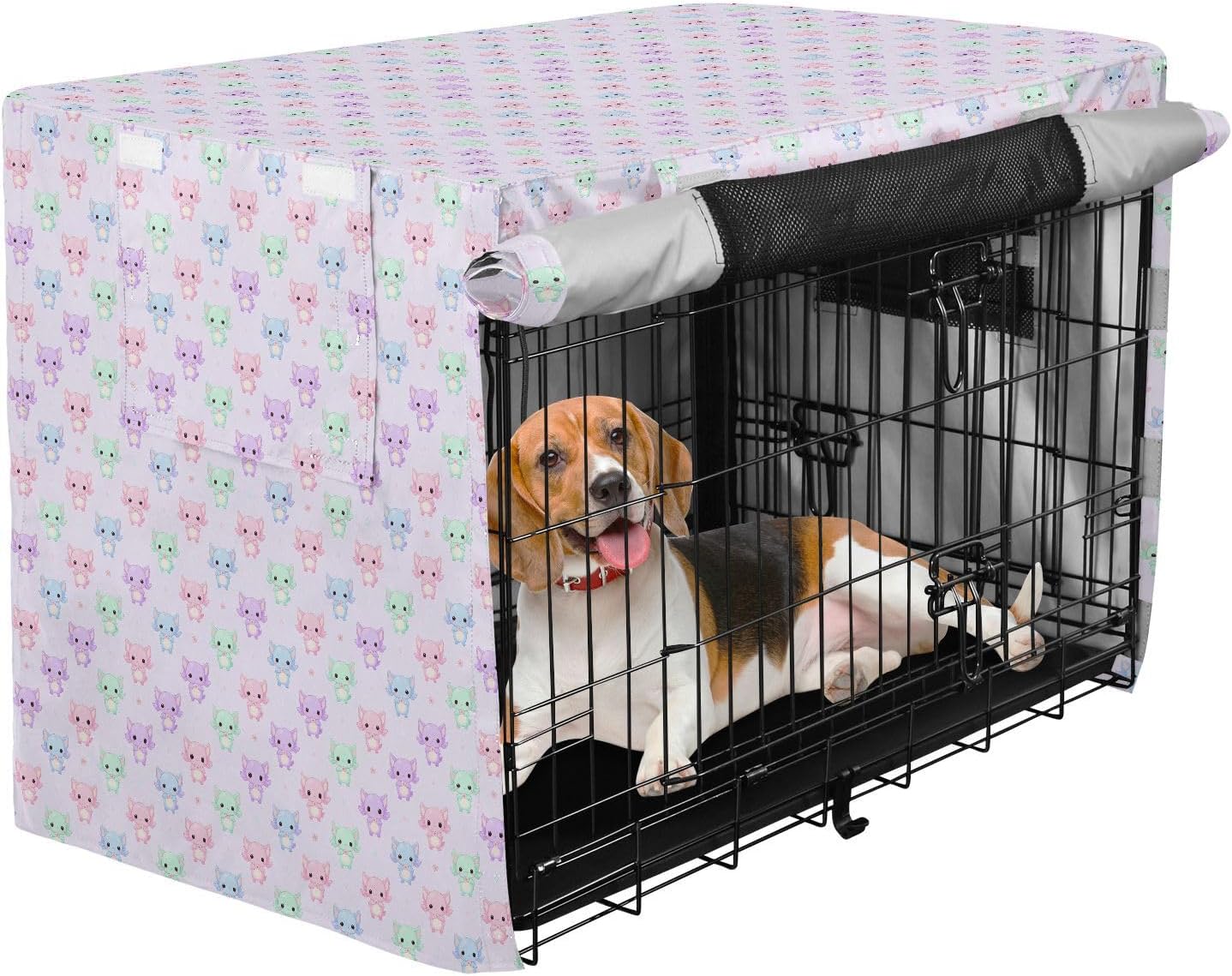 Cute Axolotl Metal Dog Crate Covers Privacy Wire Cage Cover Roller Shades 42 Inch