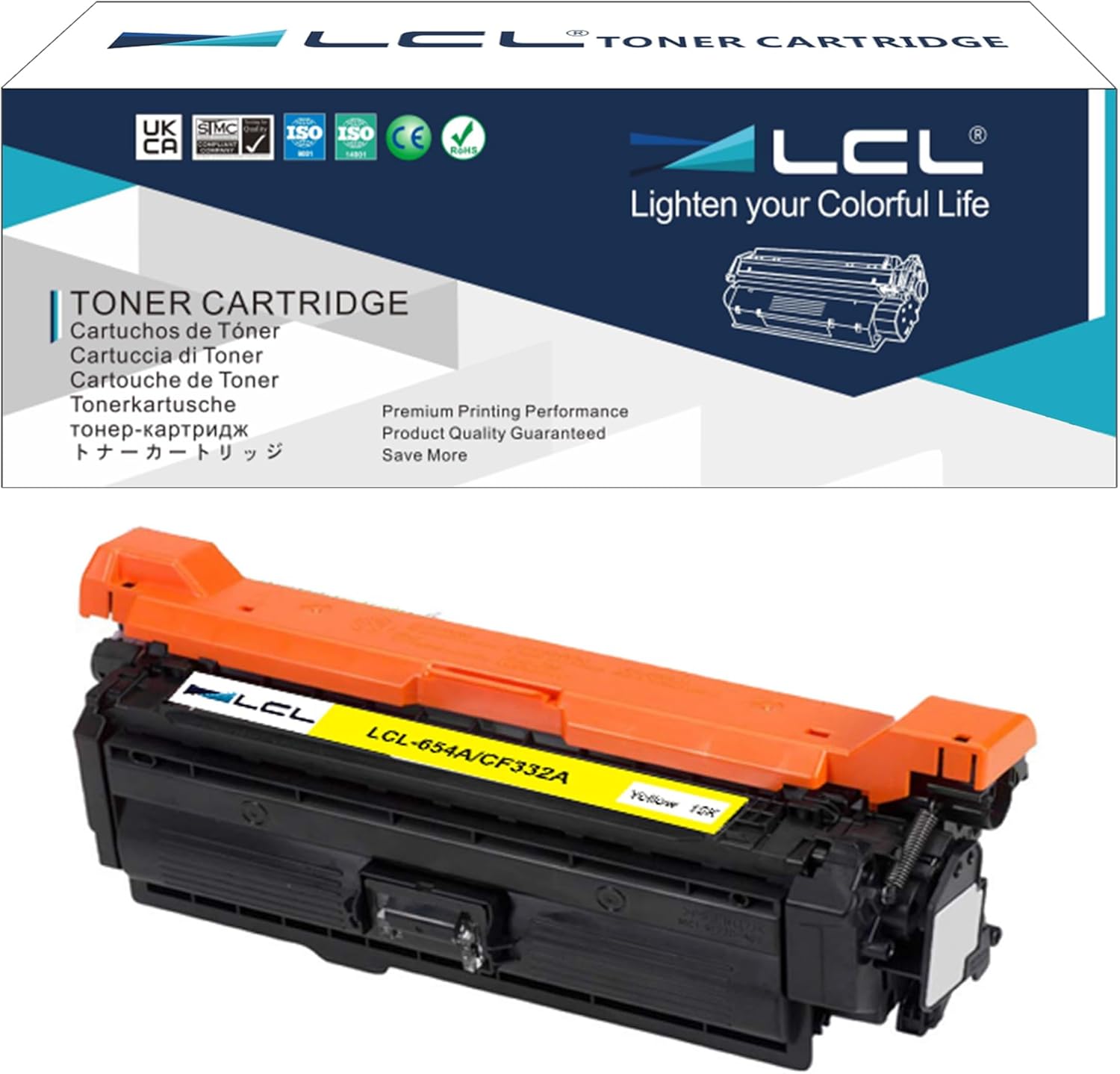 LCL Remanufactured Toner Cartridge Replacement for HP 654A CF332A M651 M651dn M651n M651xh (1-Pack Yellow)