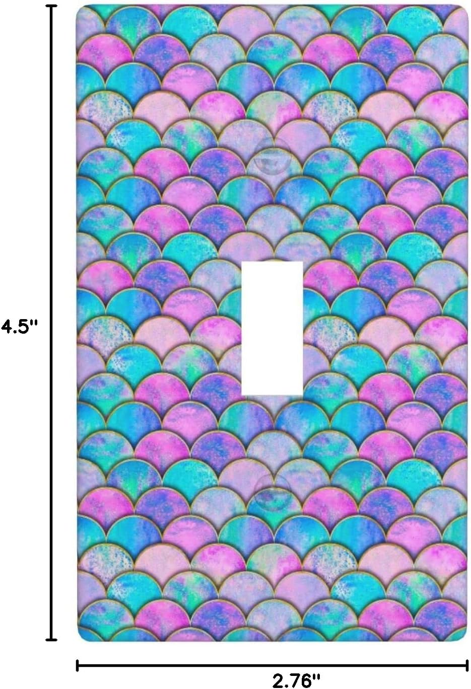 Fish Mermaid Scales Single Toggle Light Switch Cover Decorative Pink Purple 1 Gang Wall Plate Face Plates for Electrical Outlets Socket Cover Switchplate for Girls Bedroom Bathroom Nursery Decor