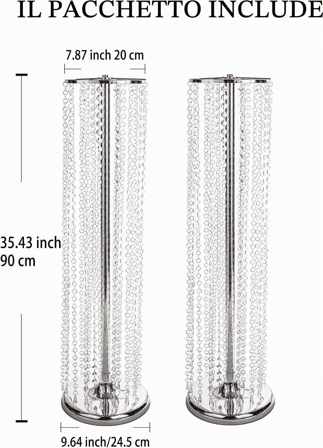2 pezzi di cristallo di lusso da sposa supporto per fiori da tavolo in metallo alto supporto per fiori disposizione vaso festa di nozze decorazione della casa dell'hotel