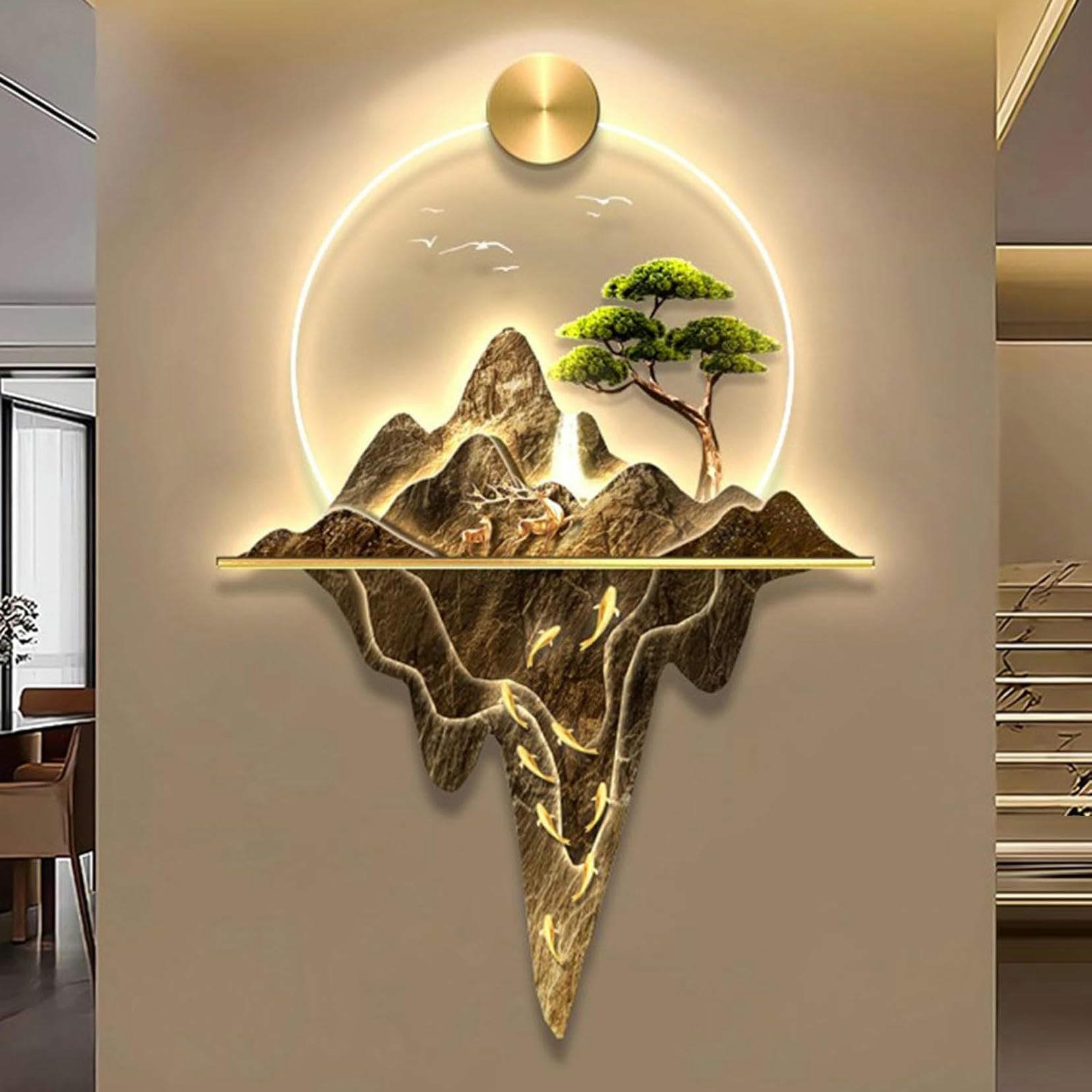 Amazon.co.jp: 3Dメタルウォールの彫刻絵画吊り下げられた壁アート