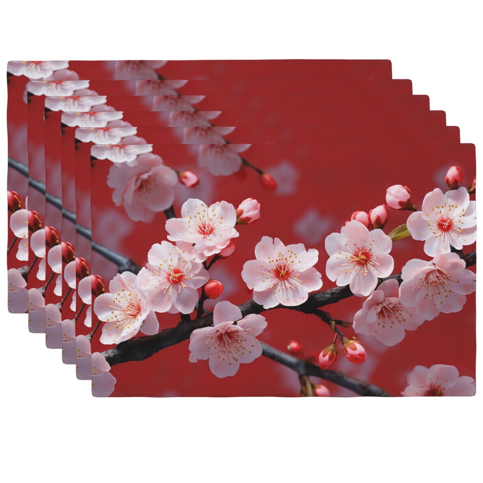 Set de table en lin de haute qualité résistant à la chaleur motif fleur rose