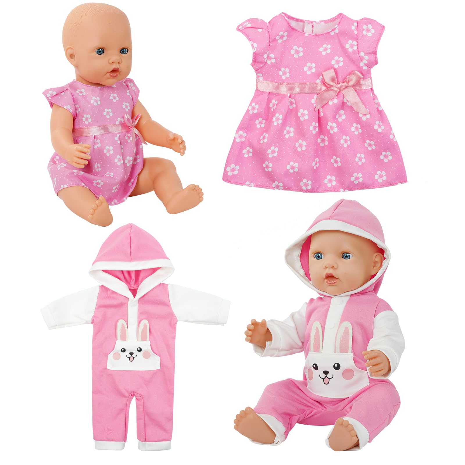 Aolso Ropa para Muñecas Bebé，4pcs Ropa para Muñecos Bebé，Conjunto de Ropa de Muñeca,Juego de Disfraz de Muñeca para Niños y Niñas,Accesorios para Muñeca(no muñecas)