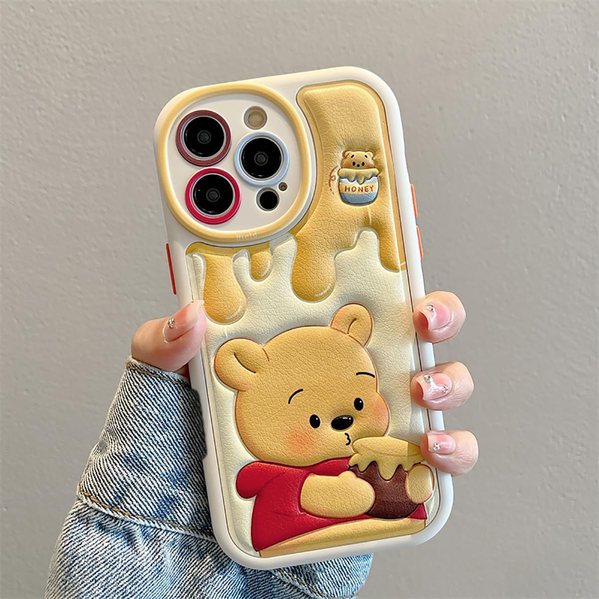 Compatible with iPhone 16 Pro Max Cute Case, Kawaii Phone Case TPU Leather Cute Bear Cartoon case Soft Rubber Shockproof Protective for iPhone 16 Pro Max Case Cover for Women Girls - Image 2