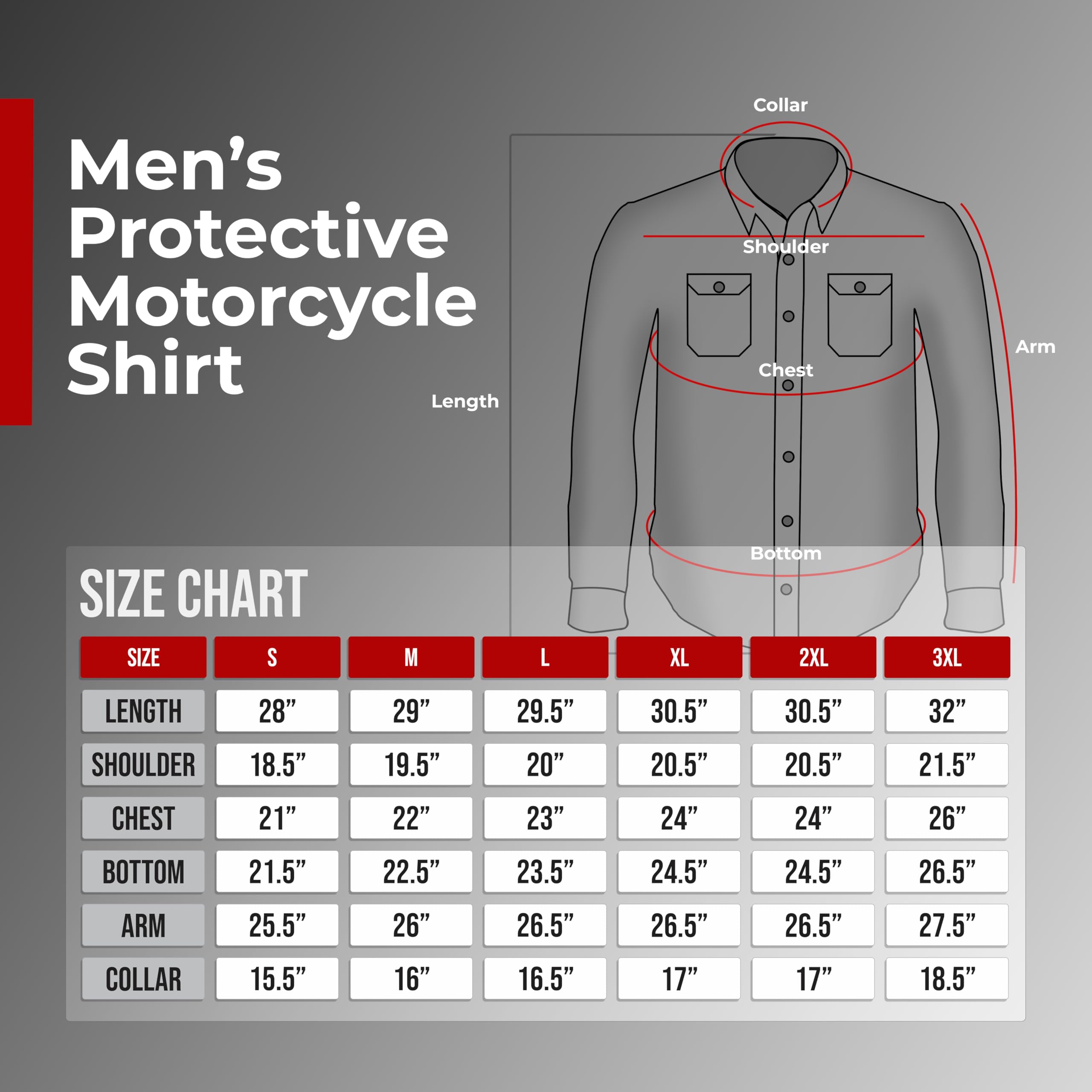 GREAT BIKERS GEAR - Mens Motorcycle Shirt Reinforced with Protective Aramid Lining Fabric Motorbike with Free CE Protectors Black