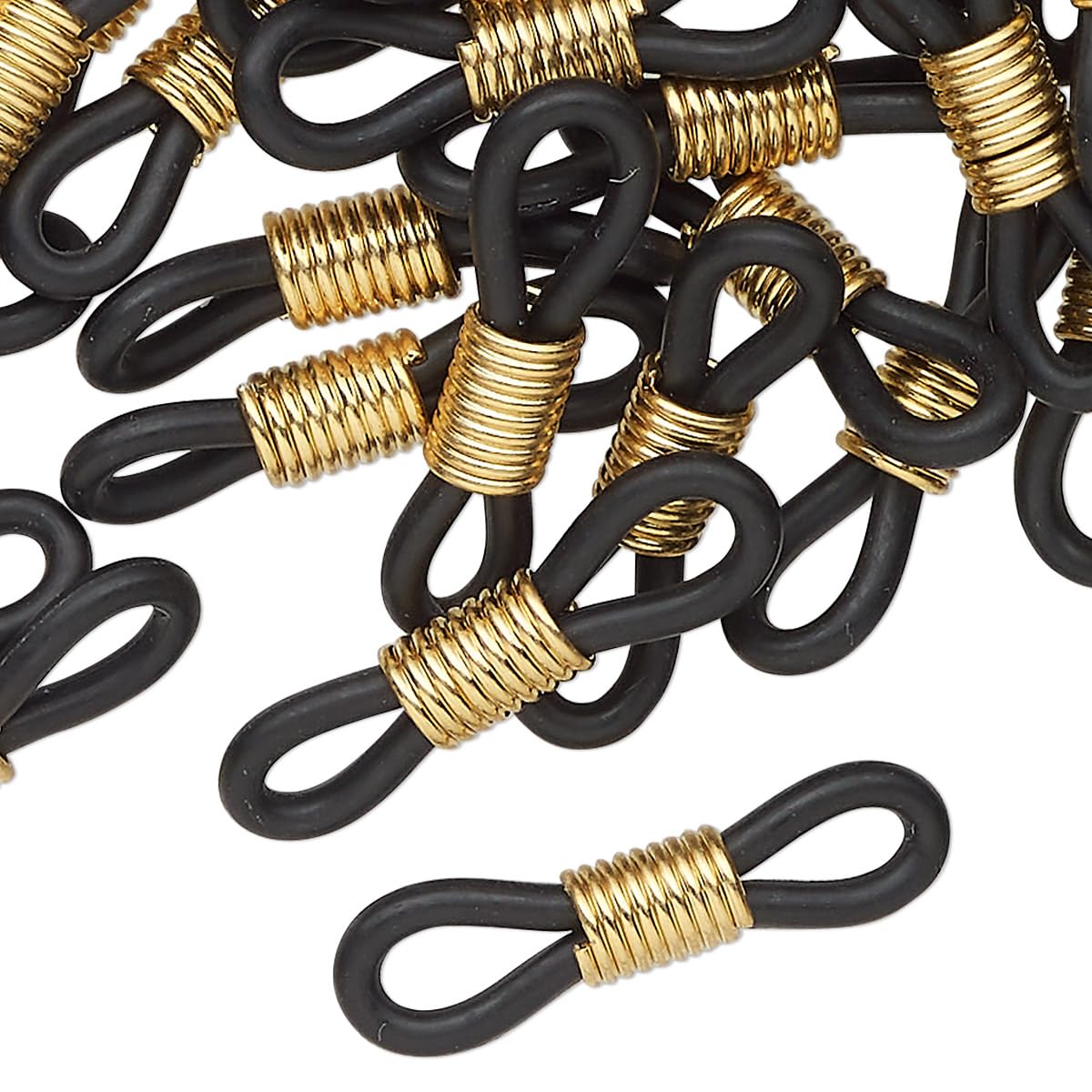 Sponsored Ad - Eyeglass Chain Connector, Adjustable Anti Slip Silicone Strap Holder Chain End Loop Large Size for Sunglasses | 100 Pcs | Black-Golden