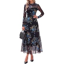 BTFBM Boho Mesh Long Sleeve Dress for Women