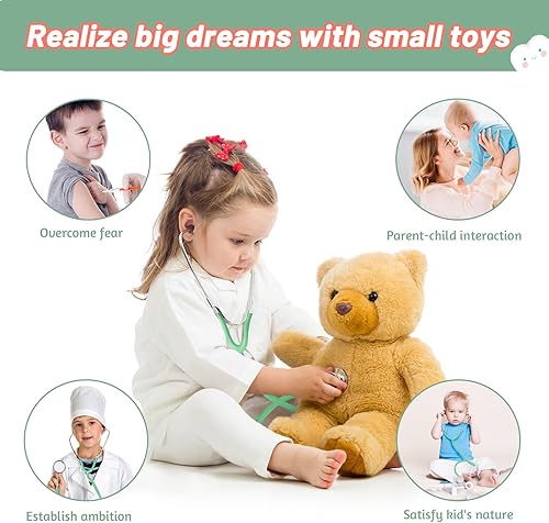 Miniatura 5 de Kit médico duradero para niños, 27 piezas de juguete médico de lujo con estetoscopio real, kit médico para niños pequeños, niños, niñas, regalo de