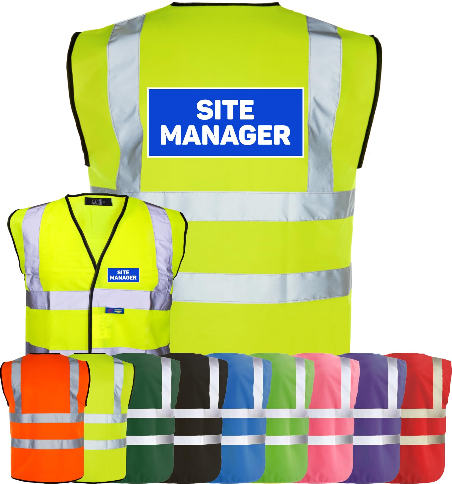 Corporate Togs SITE MANAGER Printed Vest - High Visibility Waistcoat, Safety Vest Tabard, Fastening and Fully EN471 | Personal Protective Equipment & Safety Vests